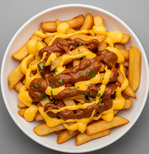 Chips, Cheese & Chicken Curry 